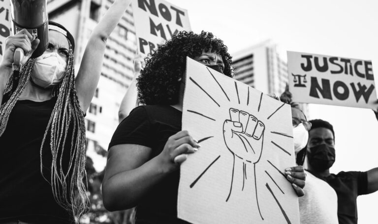 Black lives matter international activist movement protesting against racism